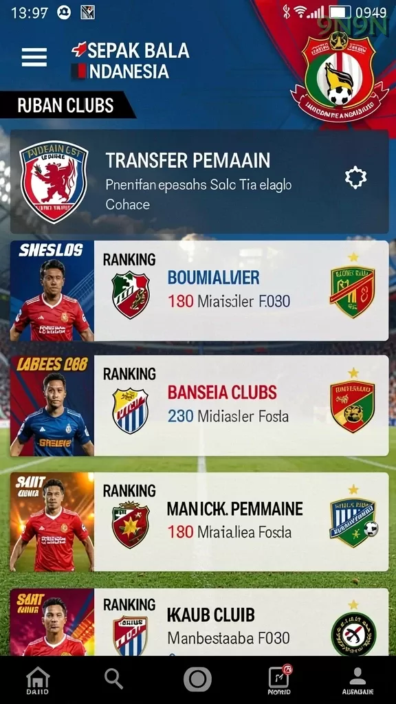 Cuplikan layar MPO999 — menu navigasi